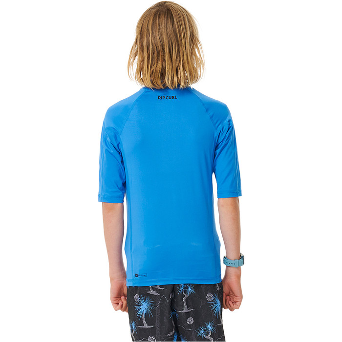 2024 Rip Curl Boys Brand Wave Short Sleeve Rash Vest 121BRV - Blue Gum